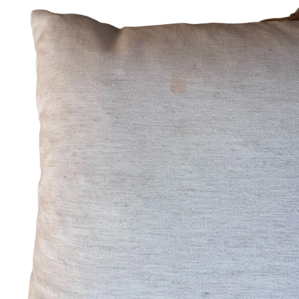 Boho Jute Fringe Woven Accent Pillow Down Feather Insert 12x20